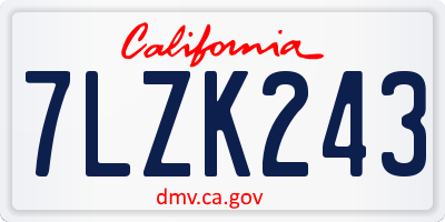 CA license plate 7LZK243
