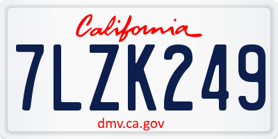 CA license plate 7LZK249