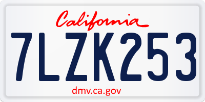 CA license plate 7LZK253