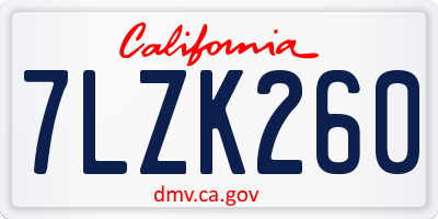 CA license plate 7LZK260