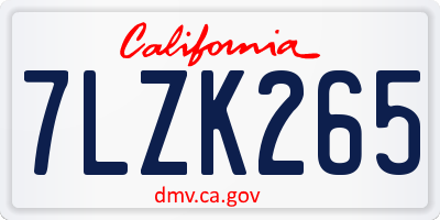 CA license plate 7LZK265