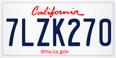 CA license plate 7LZK270