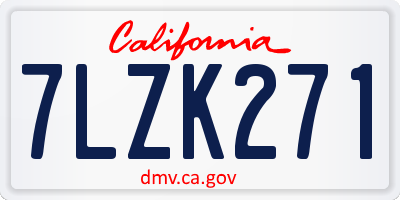 CA license plate 7LZK271