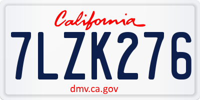 CA license plate 7LZK276