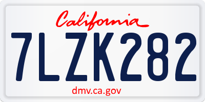 CA license plate 7LZK282