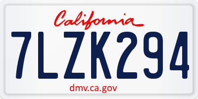 CA license plate 7LZK294