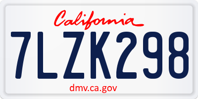 CA license plate 7LZK298