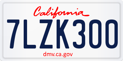 CA license plate 7LZK300