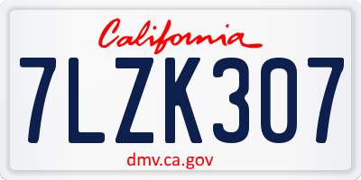 CA license plate 7LZK307