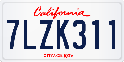 CA license plate 7LZK311