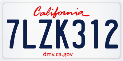 CA license plate 7LZK312
