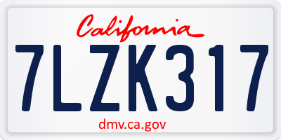 CA license plate 7LZK317