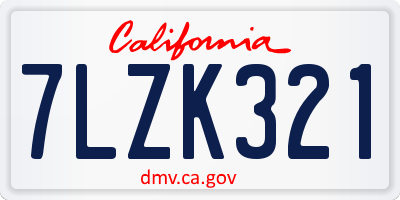 CA license plate 7LZK321