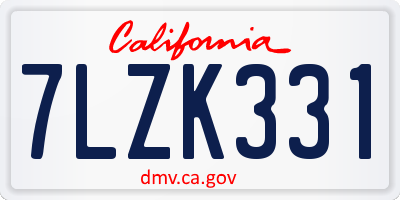 CA license plate 7LZK331
