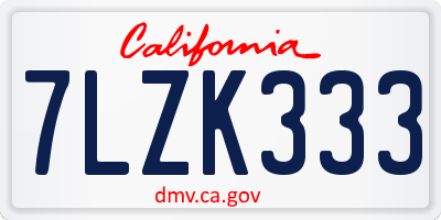 CA license plate 7LZK333