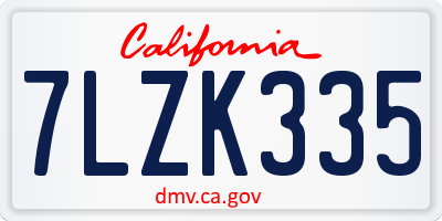 CA license plate 7LZK335