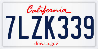 CA license plate 7LZK339