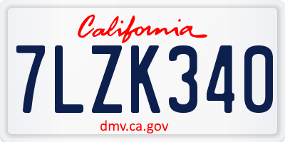CA license plate 7LZK340