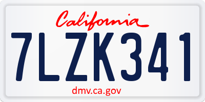 CA license plate 7LZK341