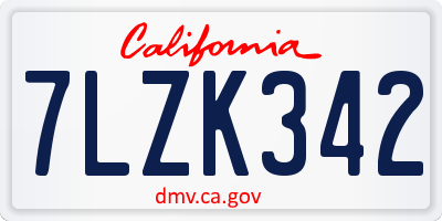CA license plate 7LZK342