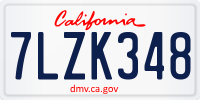 CA license plate 7LZK348