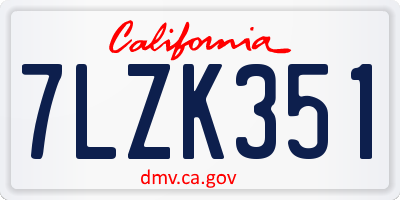 CA license plate 7LZK351
