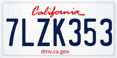 CA license plate 7LZK353