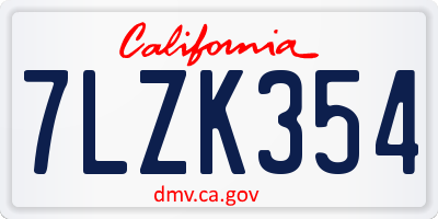 CA license plate 7LZK354