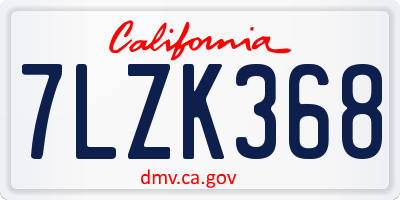CA license plate 7LZK368
