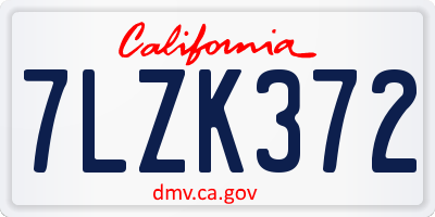 CA license plate 7LZK372