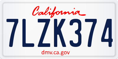 CA license plate 7LZK374