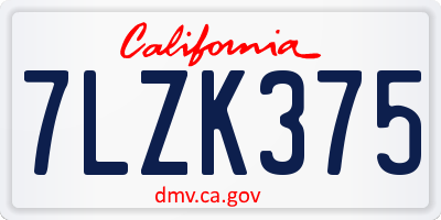 CA license plate 7LZK375