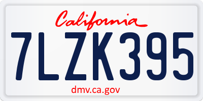 CA license plate 7LZK395