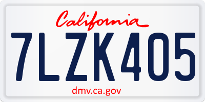 CA license plate 7LZK405
