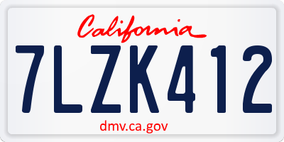 CA license plate 7LZK412