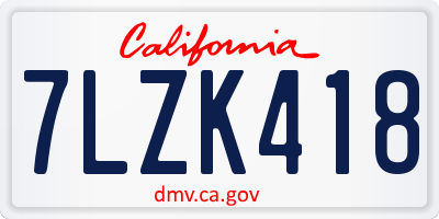 CA license plate 7LZK418