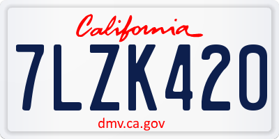 CA license plate 7LZK420