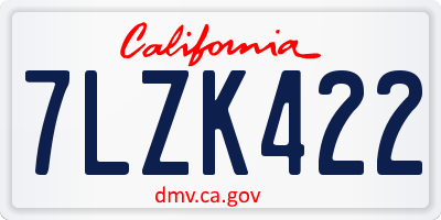 CA license plate 7LZK422