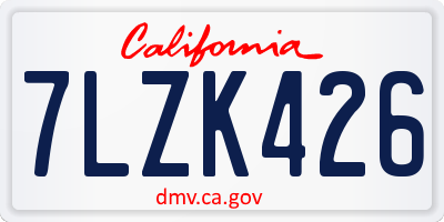 CA license plate 7LZK426