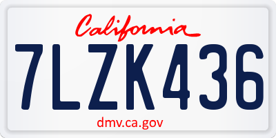 CA license plate 7LZK436