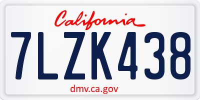 CA license plate 7LZK438