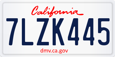 CA license plate 7LZK445