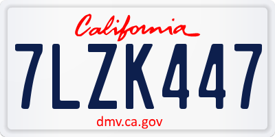 CA license plate 7LZK447