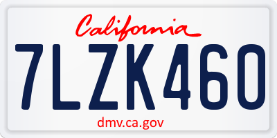 CA license plate 7LZK460
