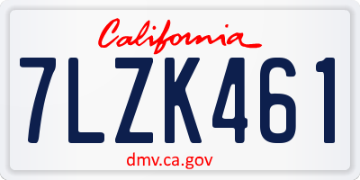 CA license plate 7LZK461