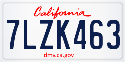 CA license plate 7LZK463