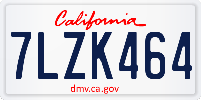 CA license plate 7LZK464