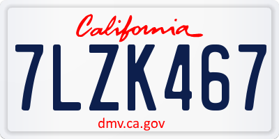 CA license plate 7LZK467