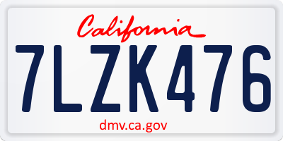 CA license plate 7LZK476