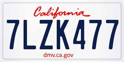 CA license plate 7LZK477